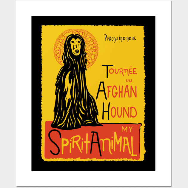 Funny Afghan Hound Cute Dog Chat Noir Mashup Art Wall Art by Get Hopped Apparel